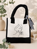 Minimalist Line Art Canvas Tote Bag