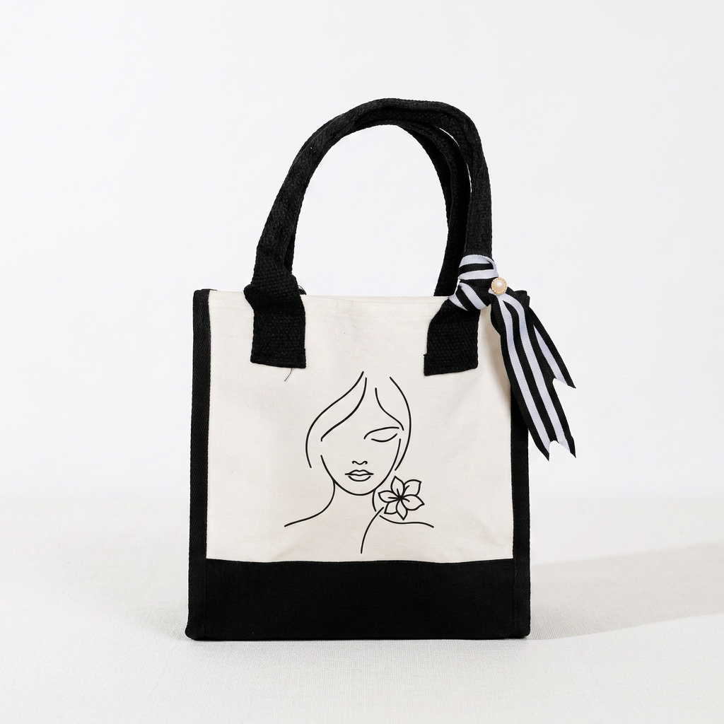 Minimalist Line Art Canvas Tote Bag