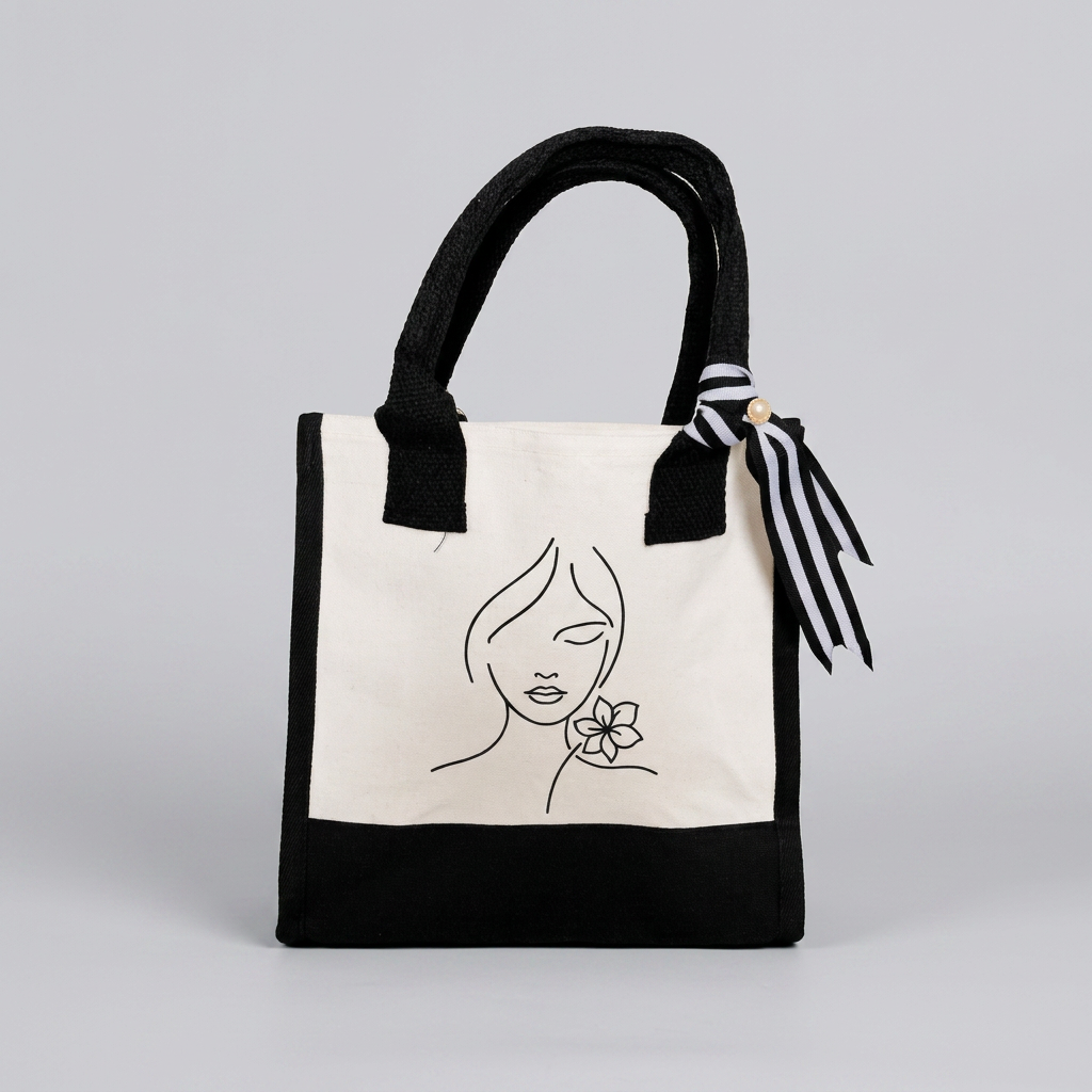Minimalist Line Art Canvas Tote Bag
