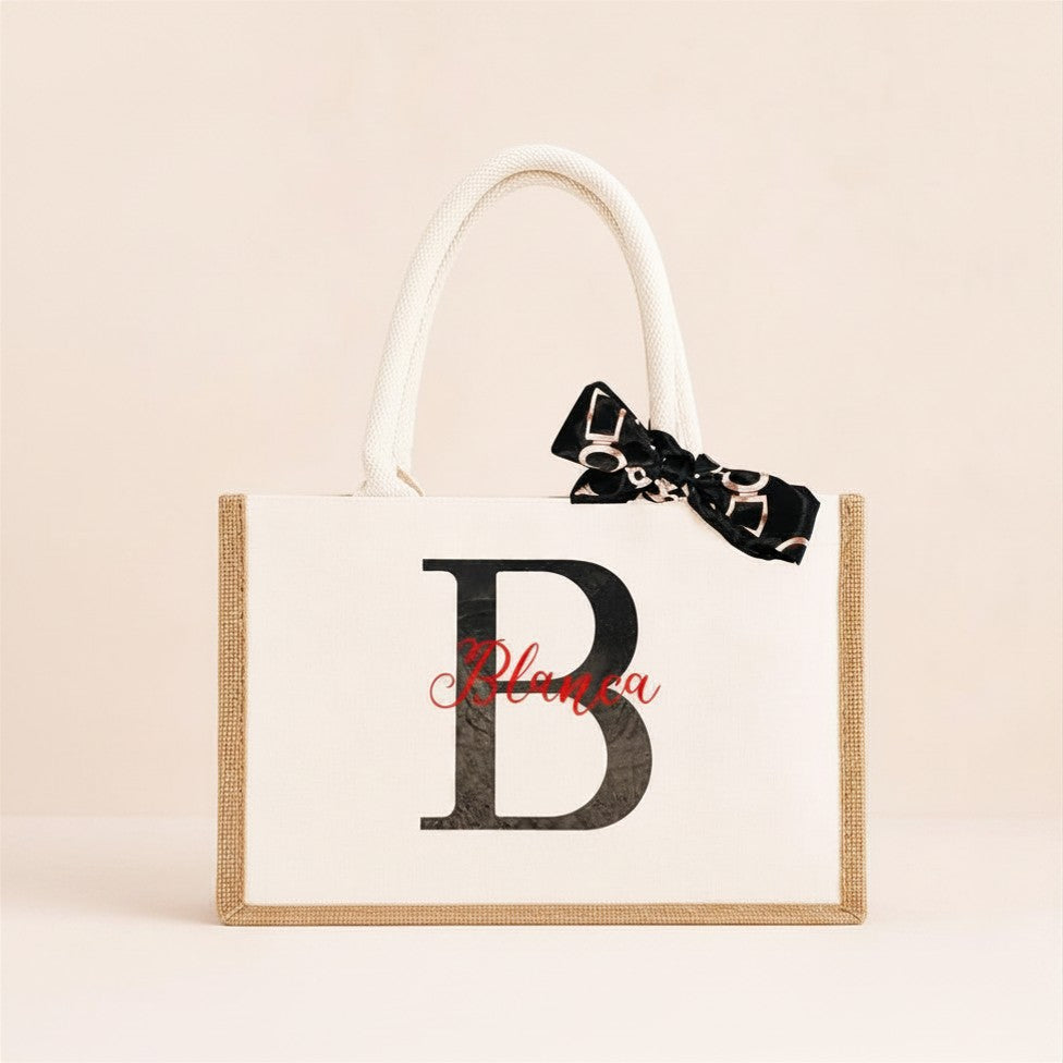 Personalized Monogram Jute Tote
