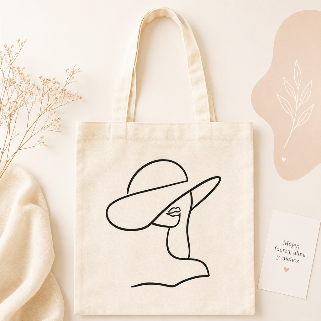 Woman With Hat Line Art Tote