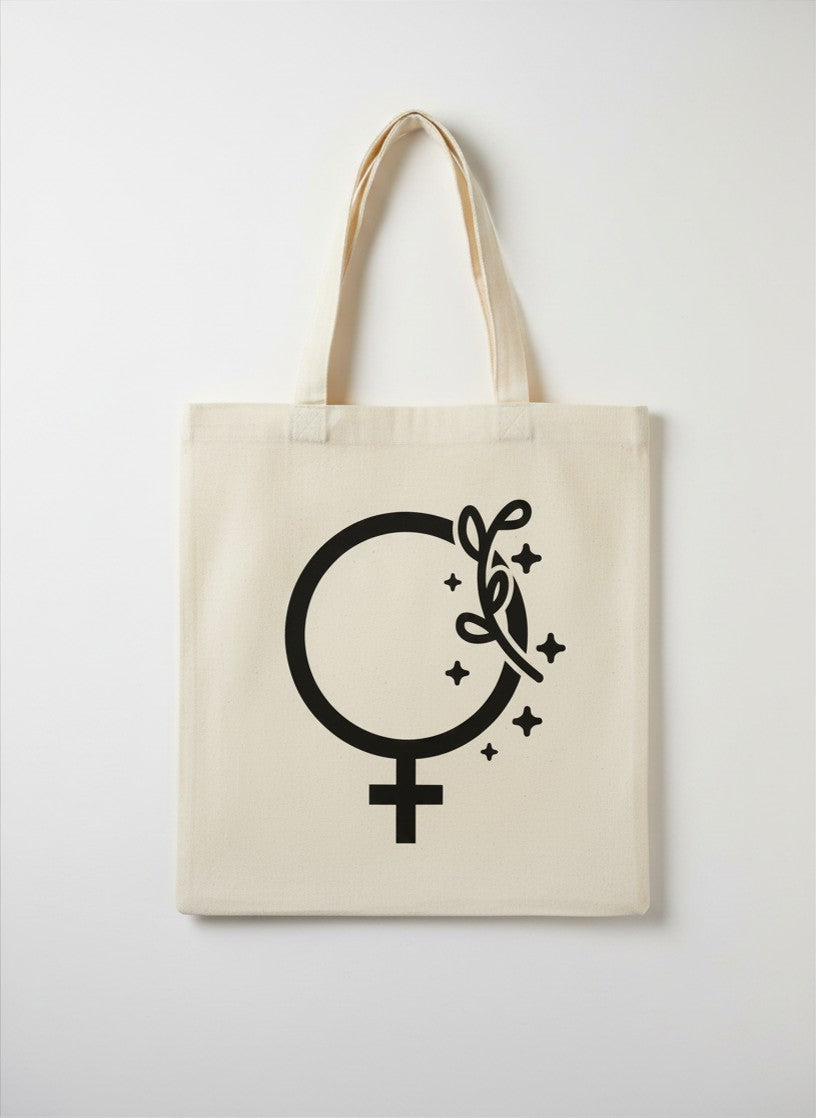 Female Venus Symbol Floral Tote