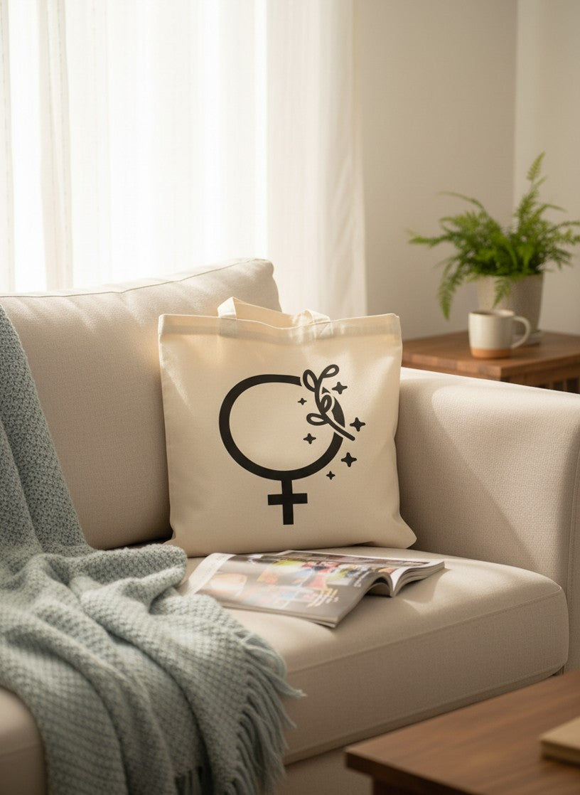 Female Venus Symbol Floral Tote