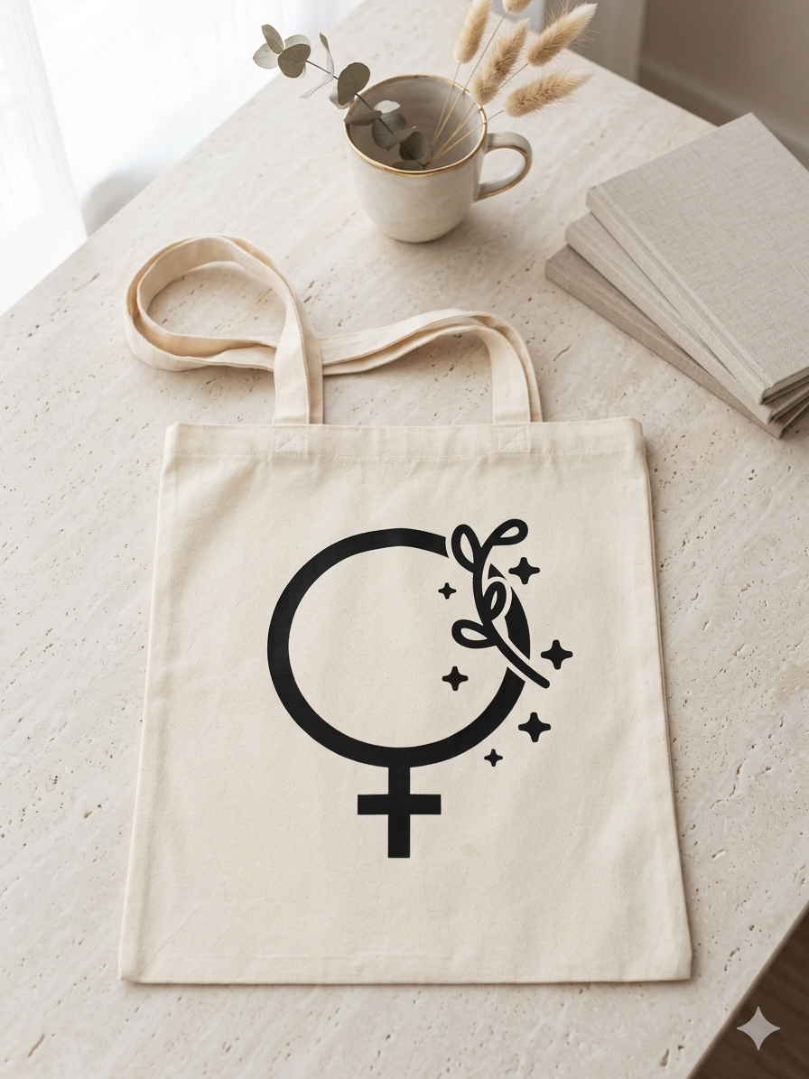 Female Venus Symbol Floral Tote