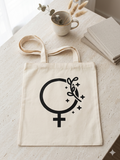 Female Venus Symbol Floral Tote