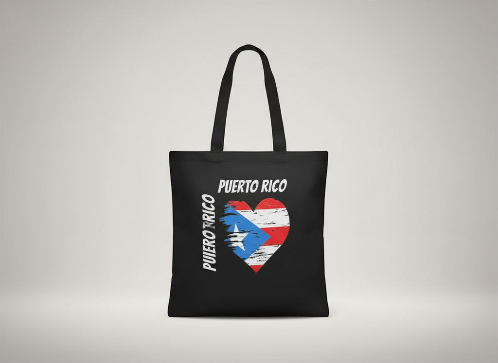 Puerto Rico Flag Heart Cotton Tote