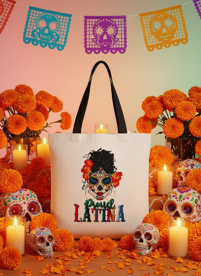 Proud Latina Sugar Skull Tote