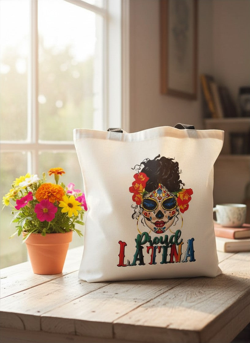 Proud Latina Sugar Skull Tote