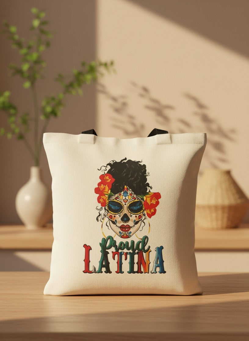 Proud Latina Sugar Skull Tote