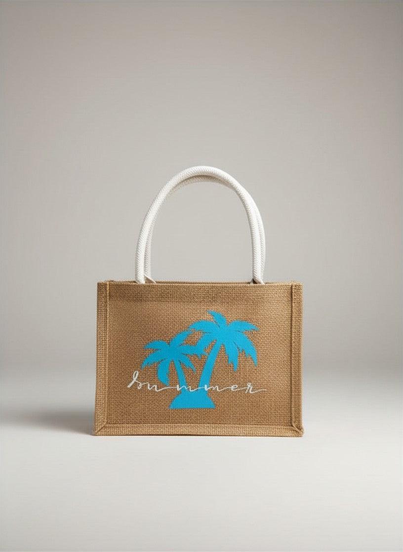 Summer Palms Jute Tote
