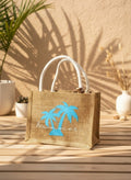 Summer Palms Jute Tote