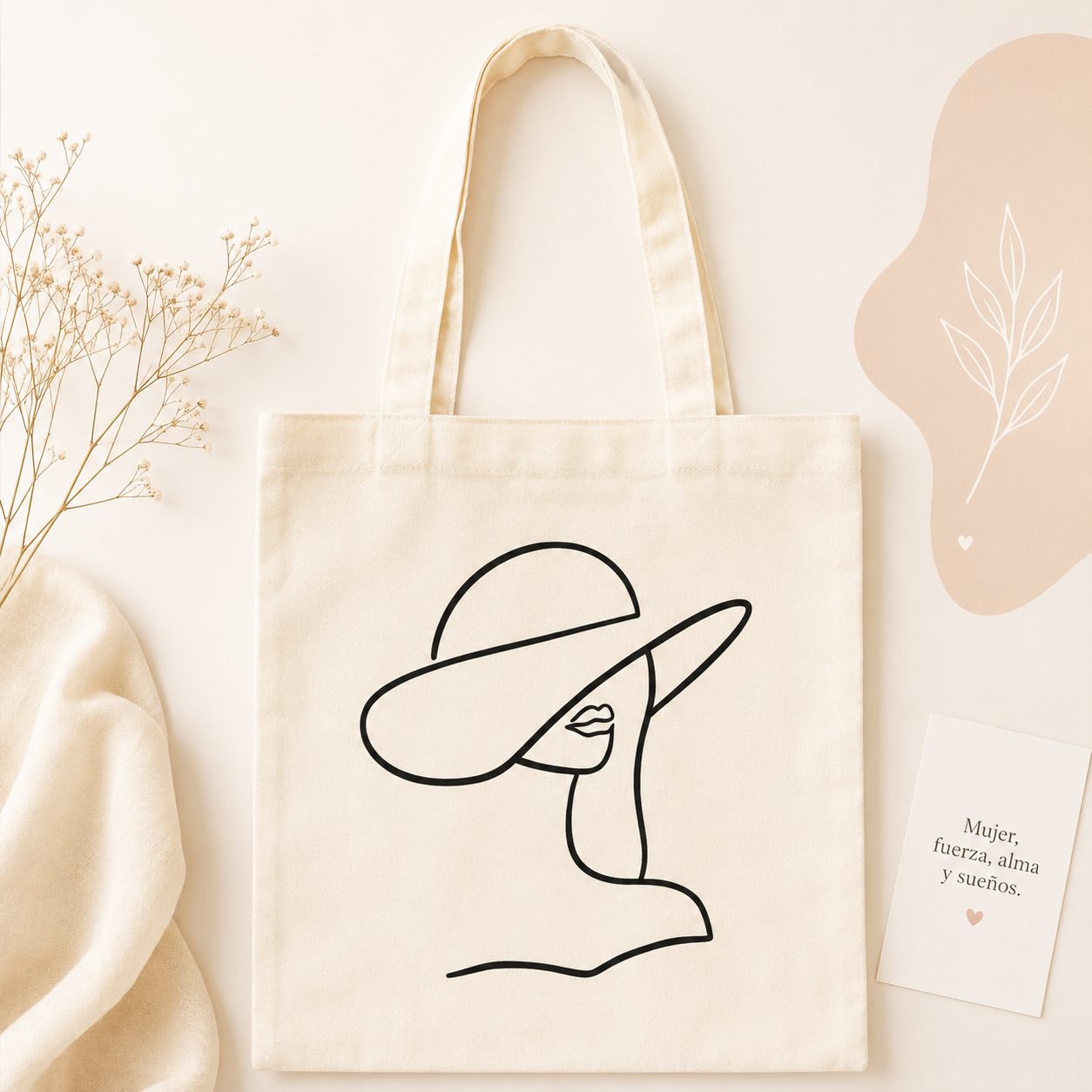 Woman With Hat Line Art Tote