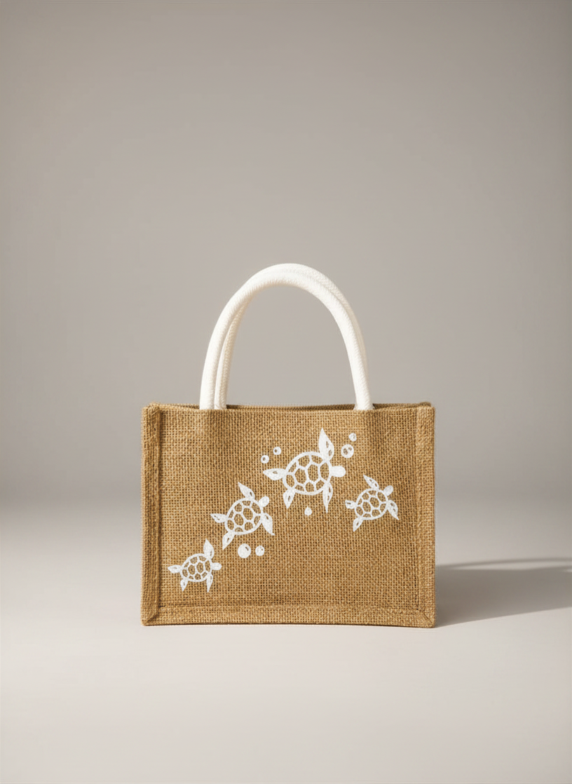 Baby Turtle Mini Jute Tote