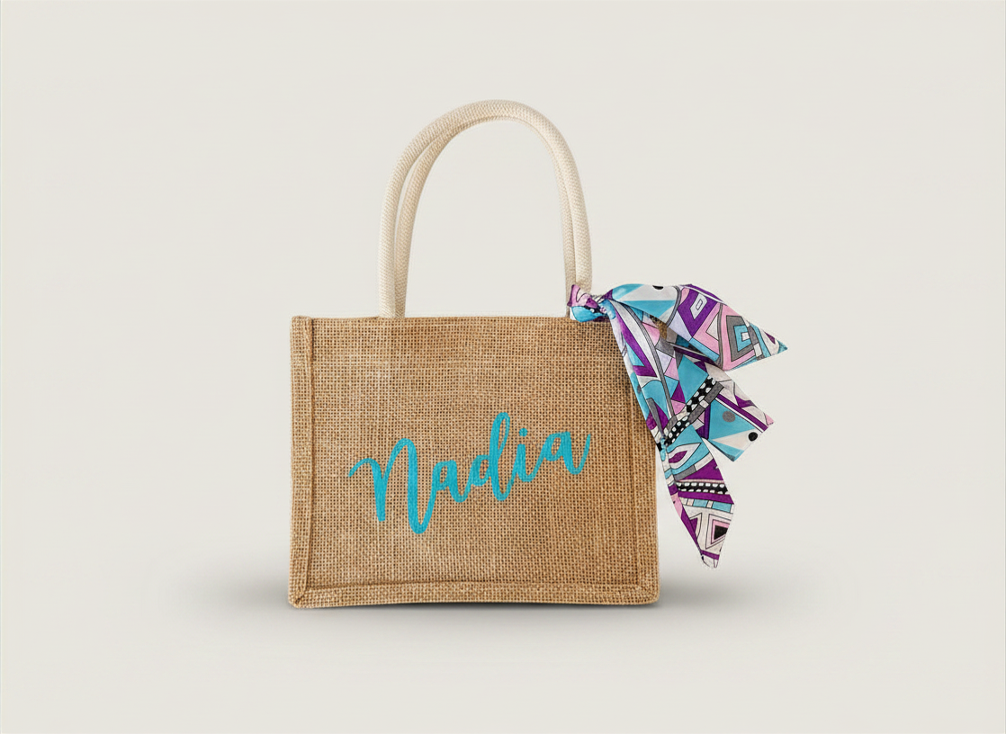 Personalized Name Mini Jute Tote